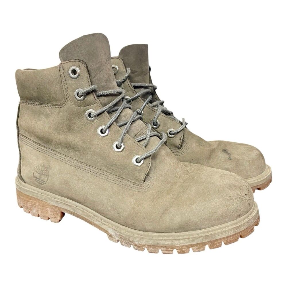 Timberland Boys 6” Premium Boots Gray Nubuck Leather Primaloft 200g Sz 5.5